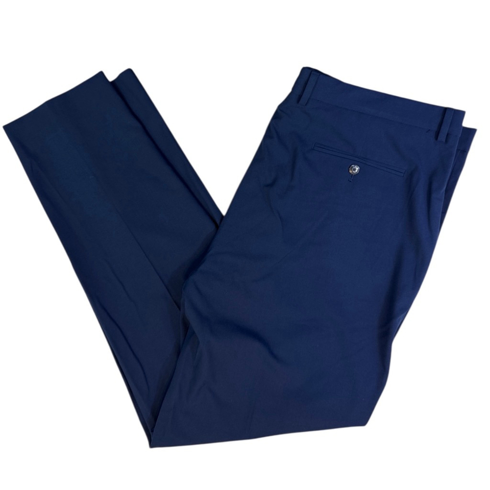 NAUTICA Men's Modern-Fit Bi-Stretch Suit Trouser Pants Solid Blue 43 x 32